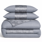 Hadi London Crushed Velvet Panel Duvet Cover Set – Luxury Soft Bedding with Matching Pillowcases