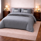 Hadi London Crushed Velvet Panel Duvet Cover Set – Luxury Soft Bedding with Matching Pillowcases