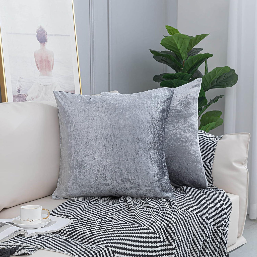 HADI LONDON Crushed Velvet Cushion Covers Pack of 2 – Soft Luxury Square Covers for Sofa & Bed | 17x17 to 24x24