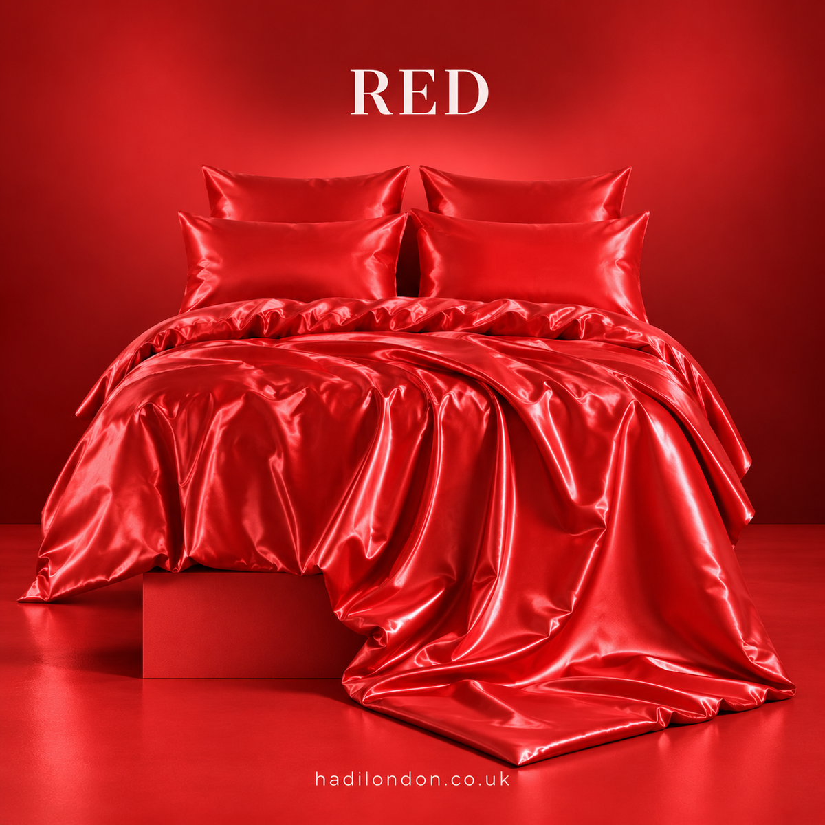 HADI LONDON Luxury Satin Bedding Set 4/6 Piece – Duvet Cover, Fitted Sheet & Pillowcases | Single Double King Super King
