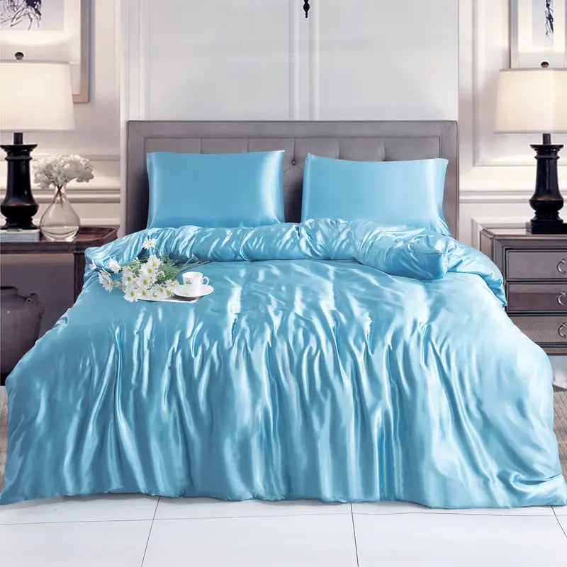 Hadi London 3 Piece Luxury Satin Duvet Cover Set – Silky Soft Bedding with Pillowcases | Single Double King