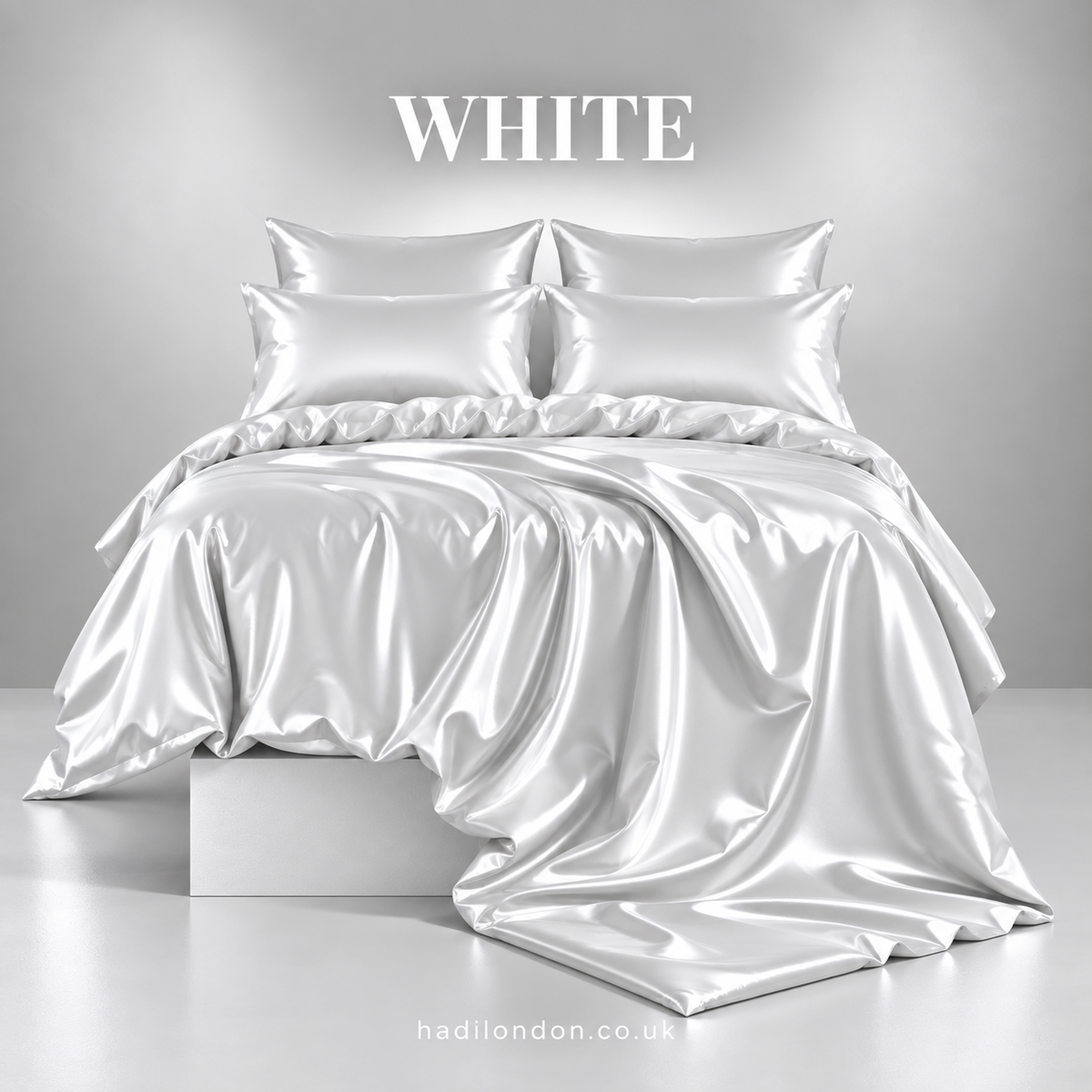 HADI LONDON Luxury Satin Bedding Set 4/6 Piece – Duvet Cover, Fitted Sheet & Pillowcases | Single Double King Super King