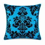 Hadi London Luxury Flock Cushion Cover 17x17" – Damask Decorative Sofa & Bed Pillow Cover