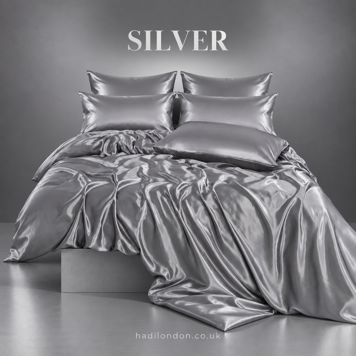 HADI LONDON Luxury Satin Bedding Set 4/6 Piece – Duvet Cover, Fitted Sheet & Pillowcases | Single Double King Super King