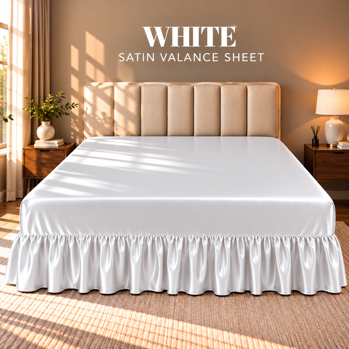 Hadi London Luxury Satin Valance Bed Sheet – Silky Soft Bed Base Cover | Single Double King