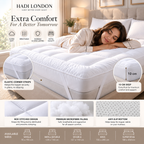 Hadi London Extra Thick 10cm Mattress Topper – Luxury Hollowfibre Soft Bed Topper | Single Double King Super King