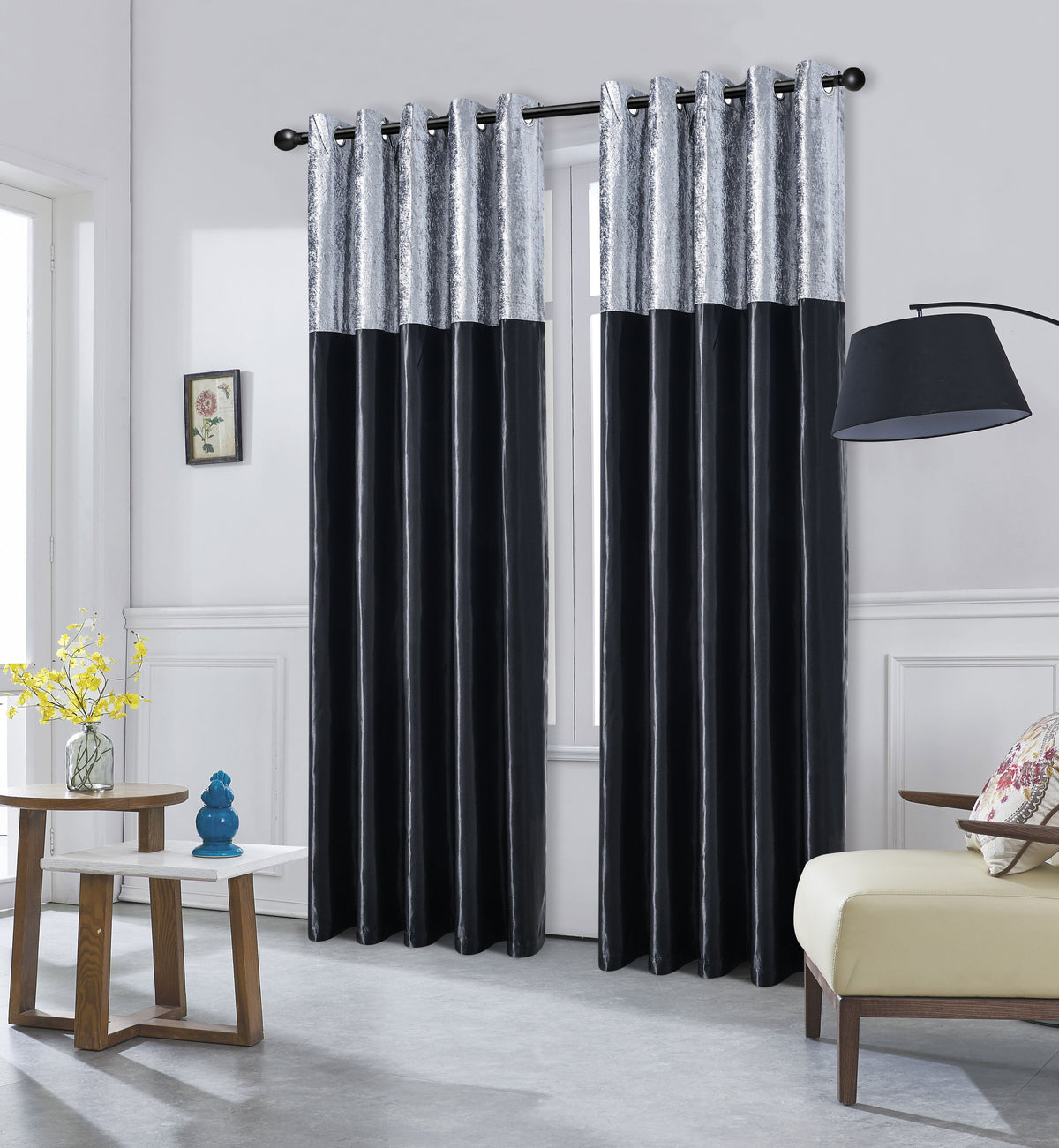 Silk Velvet Curtains Pair, Fully Lined Eyelet Curtains to Help Block Sunlight & Refresh Your Room