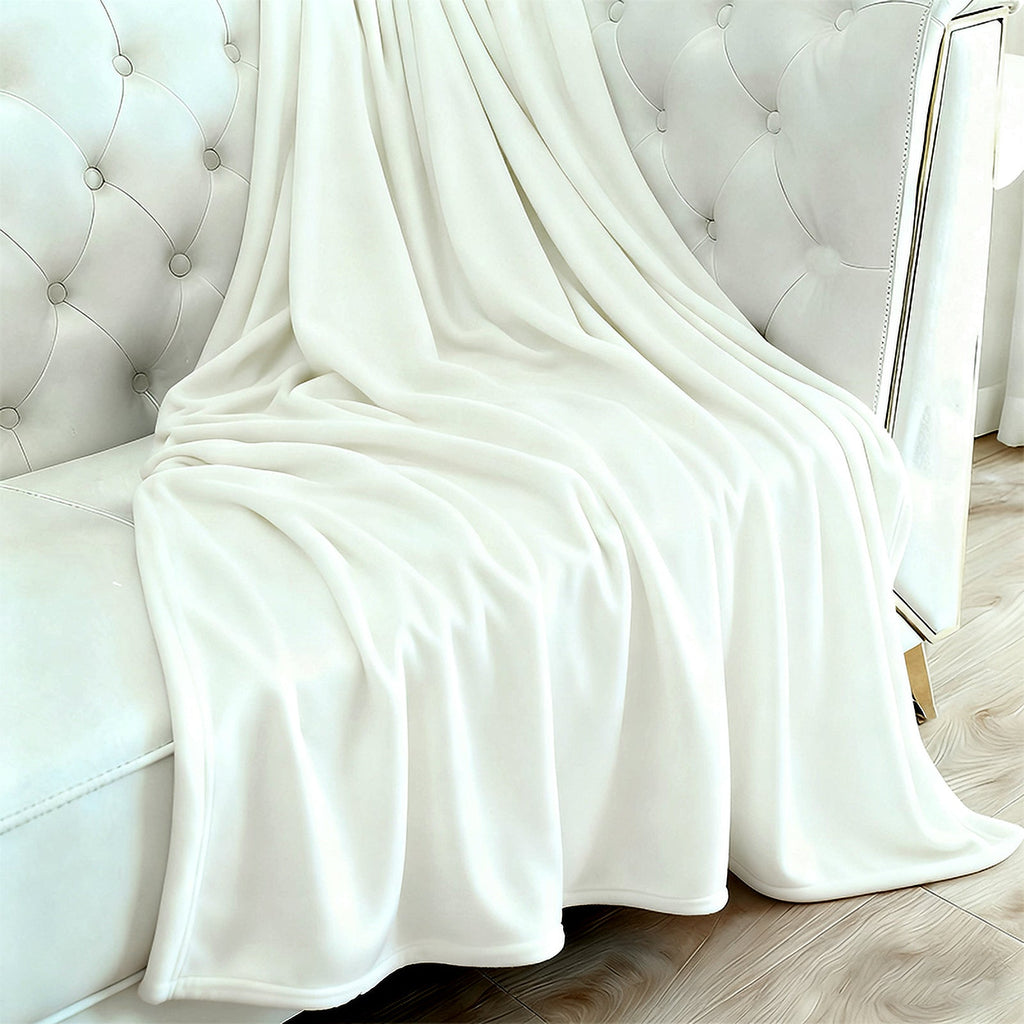 Hadi London Plain Fleece Throw Blanket – Super Soft Warm Lightweight Sofa & Bed Blanket