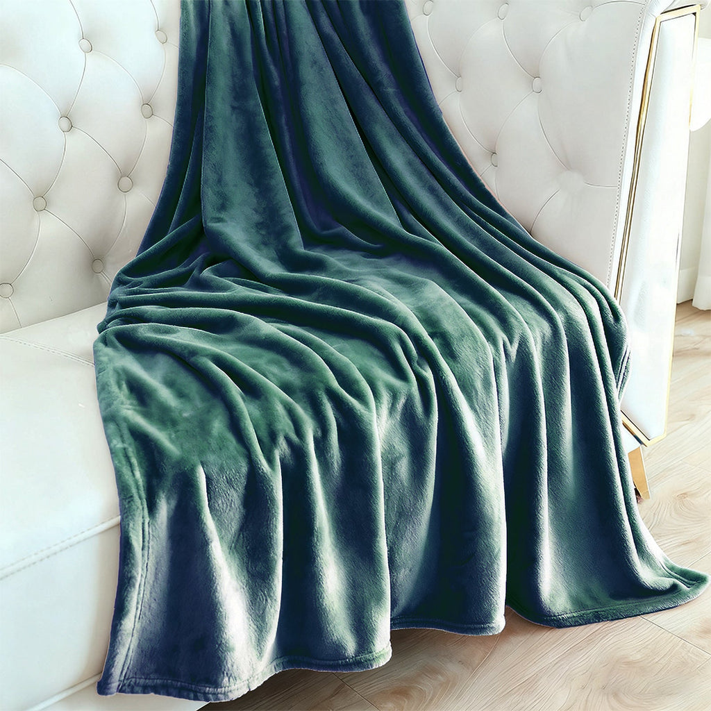 Hadi London Plain Fleece Throw Blanket – Super Soft Warm Lightweight Sofa & Bed Blanket