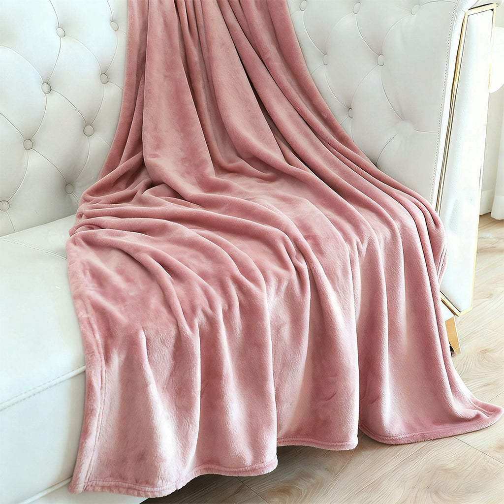 Hadi London Plain Fleece Throw Blanket – Super Soft Warm Lightweight Sofa & Bed Blanket