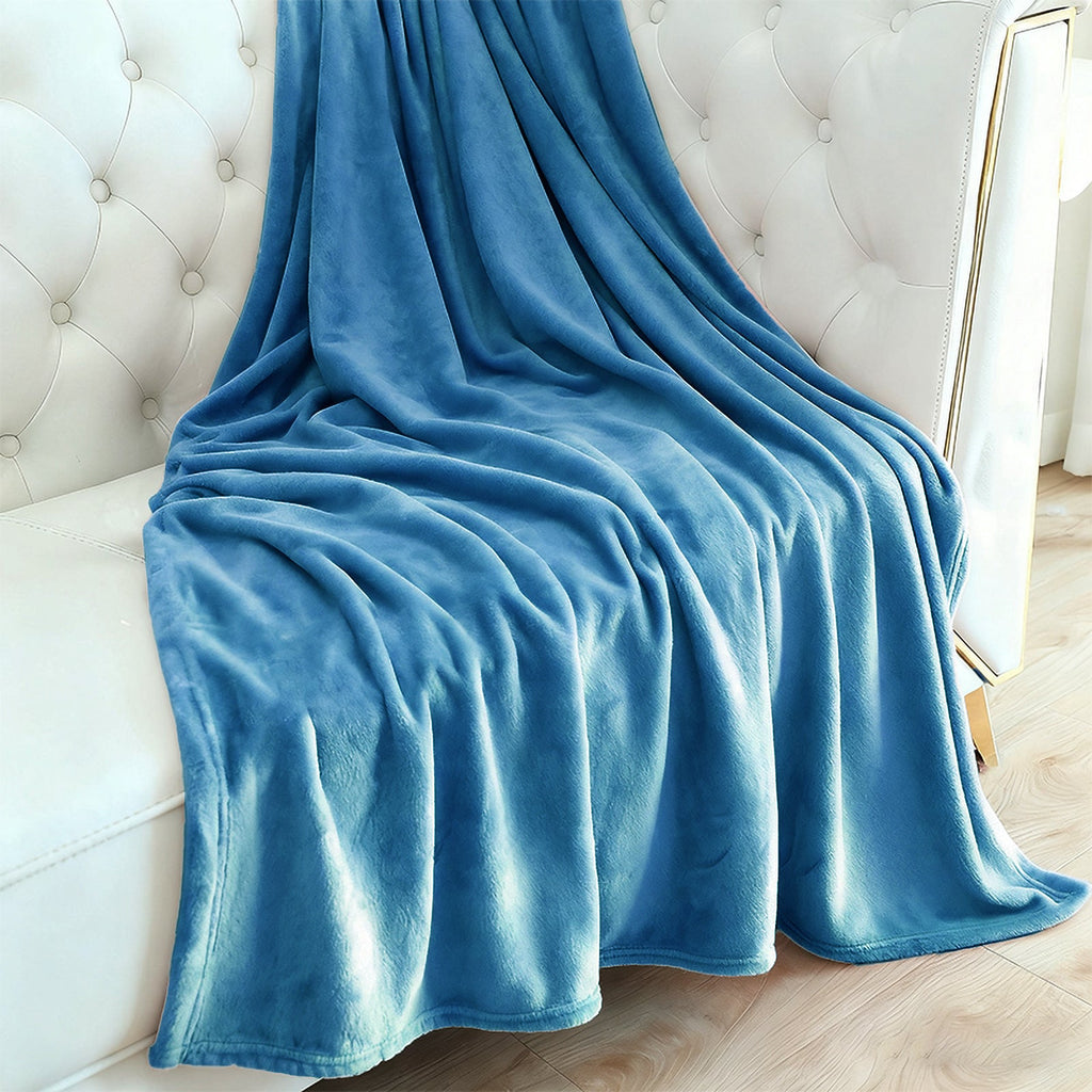 Hadi London Plain Fleece Throw Blanket – Super Soft Warm Lightweight Sofa & Bed Blanket