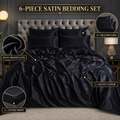 HADI LONDON Luxury Satin Bedding Set 4/6 Piece – Duvet Cover, Fitted Sheet & Pillowcases | Single Double King Super King