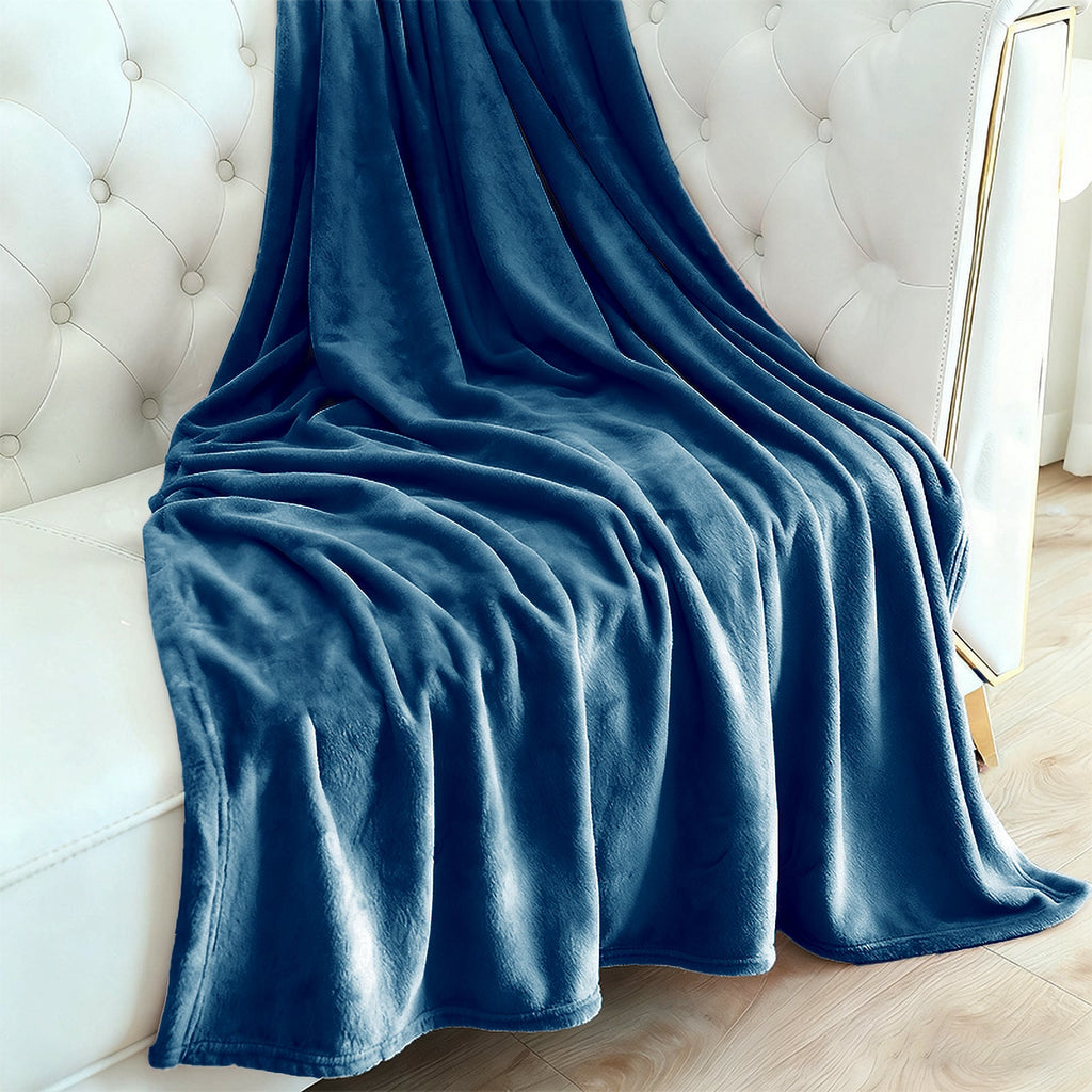Hadi London Plain Fleece Throw Blanket – Super Soft Warm Lightweight Sofa & Bed Blanket