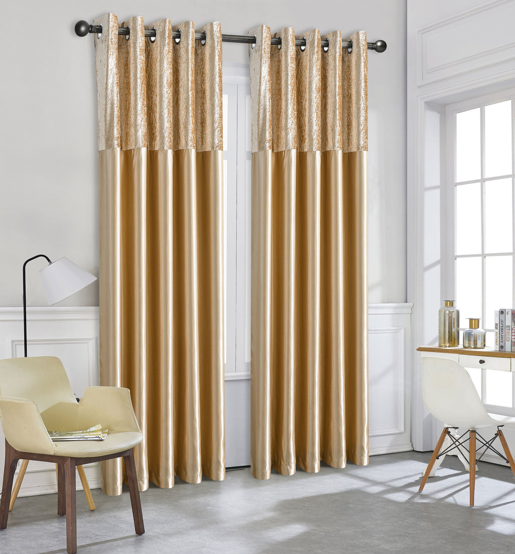 Silk Velvet Curtains Pair, Fully Lined Eyelet Curtains to Help Block Sunlight & Refresh Your Room
