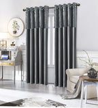 Silk Velvet Curtains Pair, Fully Lined Eyelet Curtains to Help Block Sunlight & Refresh Your Room