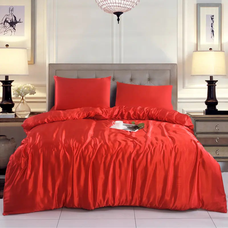 Hadi London 3 Piece Luxury Satin Duvet Cover Set – Silky Soft Bedding with Pillowcases | Single Double King