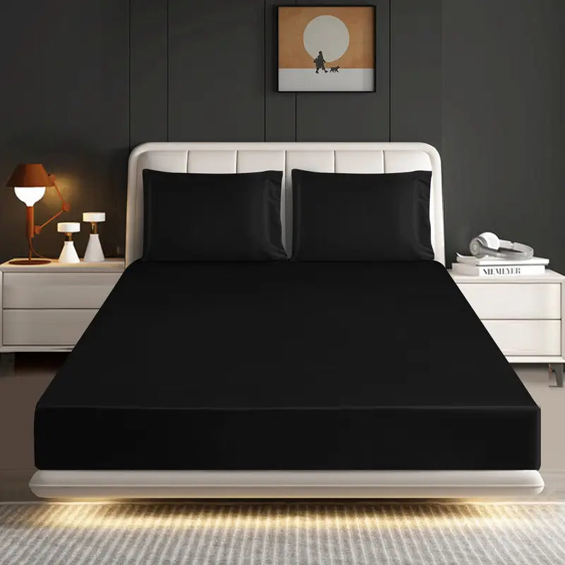Hadi London Luxury Satin Fitted Sheet Set – 40cm Extra Deep Bed Sheet with Pillowcases | Single Double King