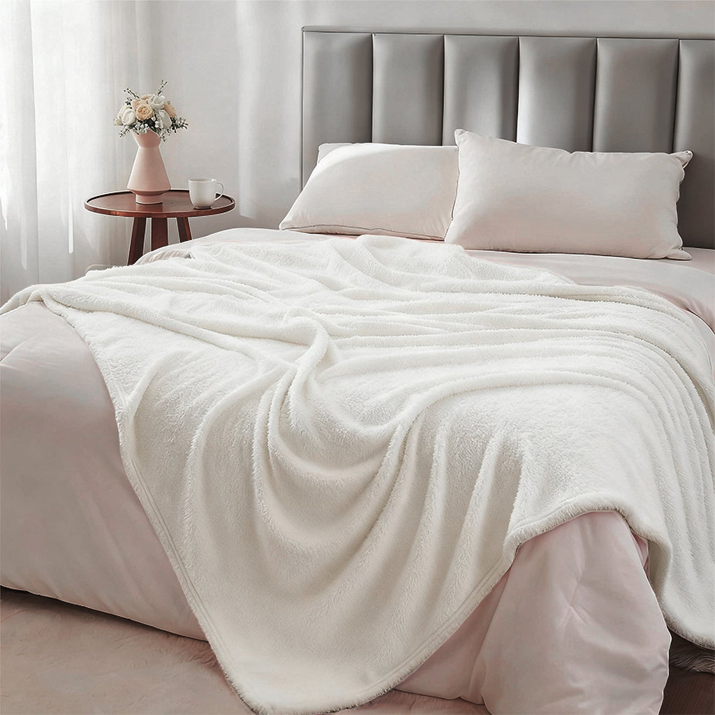 Hadi London Plain Fleece Throw Blanket – Super Soft Warm Lightweight Sofa & Bed Blanket