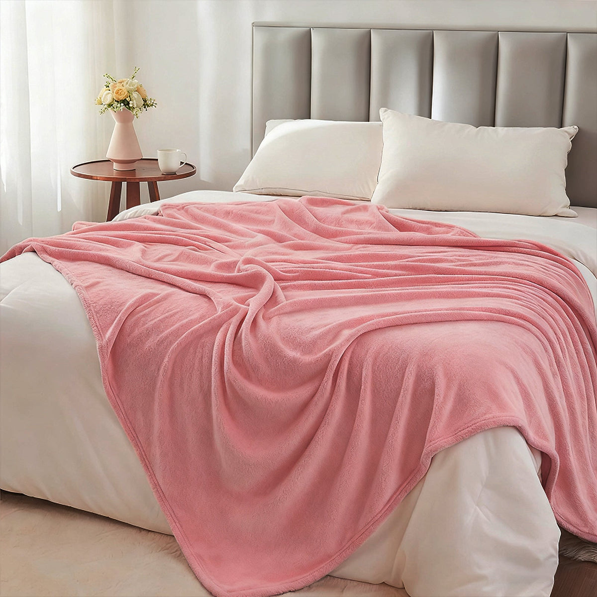 Hadi London Plain Fleece Throw Blanket – Super Soft Warm Lightweight Sofa & Bed Blanket