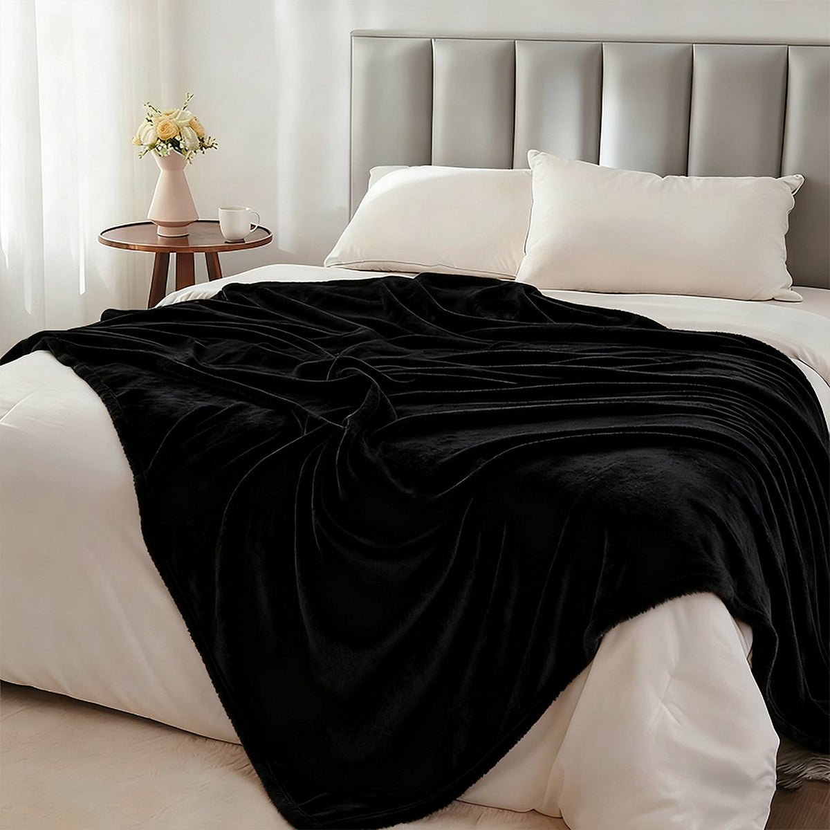 Hadi London Plain Fleece Throw Blanket – Super Soft Warm Lightweight Sofa & Bed Blanket