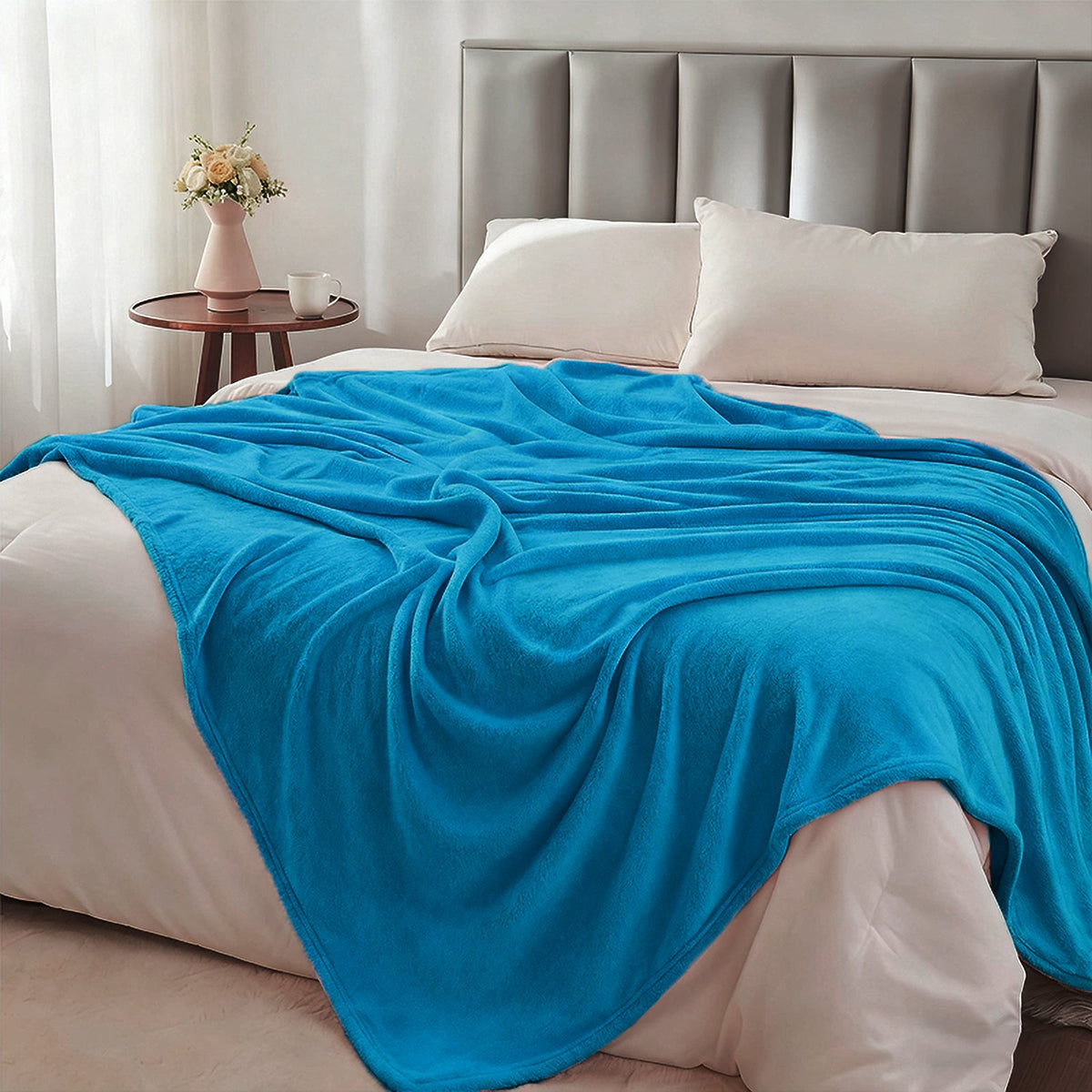 Hadi London Plain Fleece Throw Blanket – Super Soft Warm Lightweight Sofa & Bed Blanket