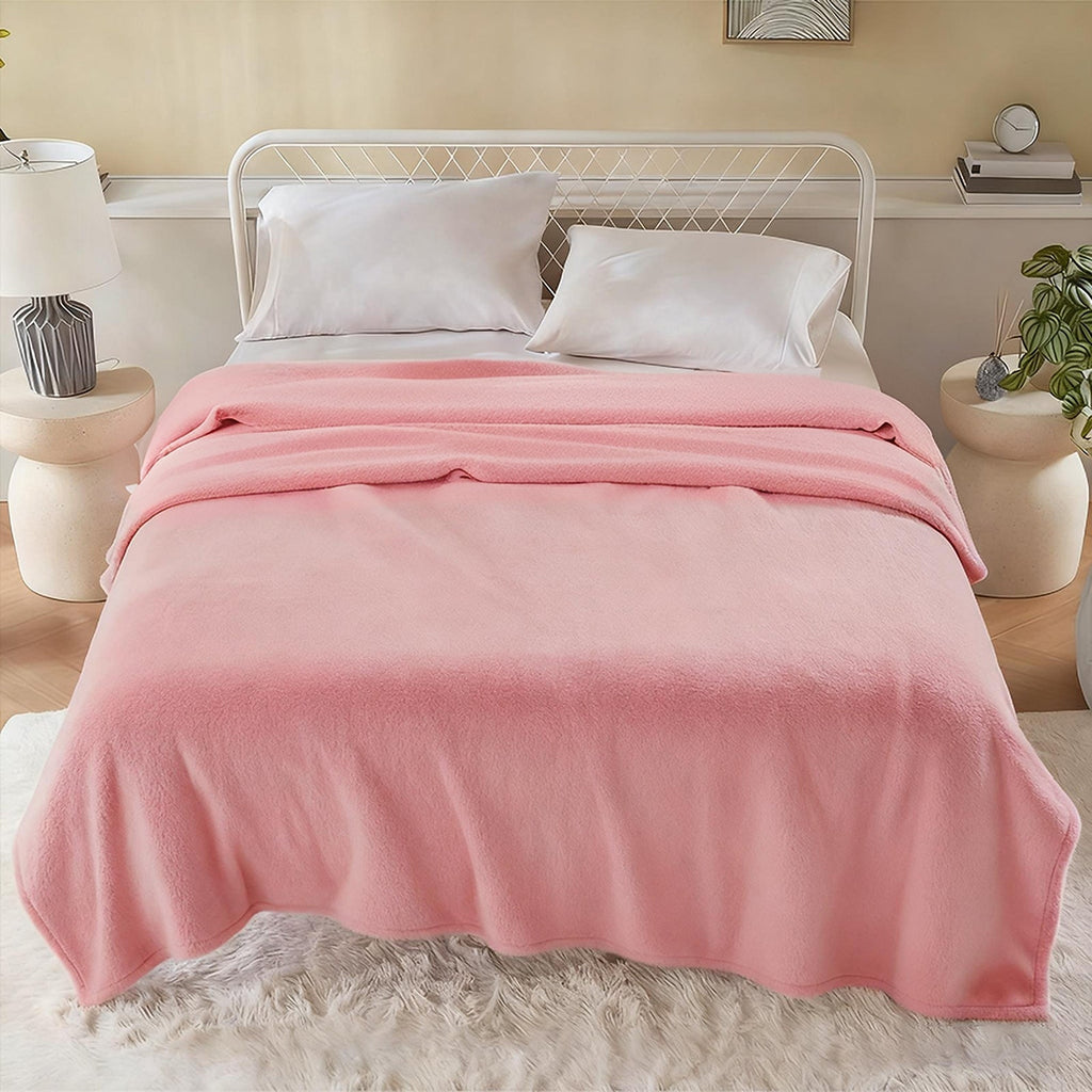 Hadi London Plain Fleece Throw Blanket – Super Soft Warm Lightweight Sofa & Bed Blanket
