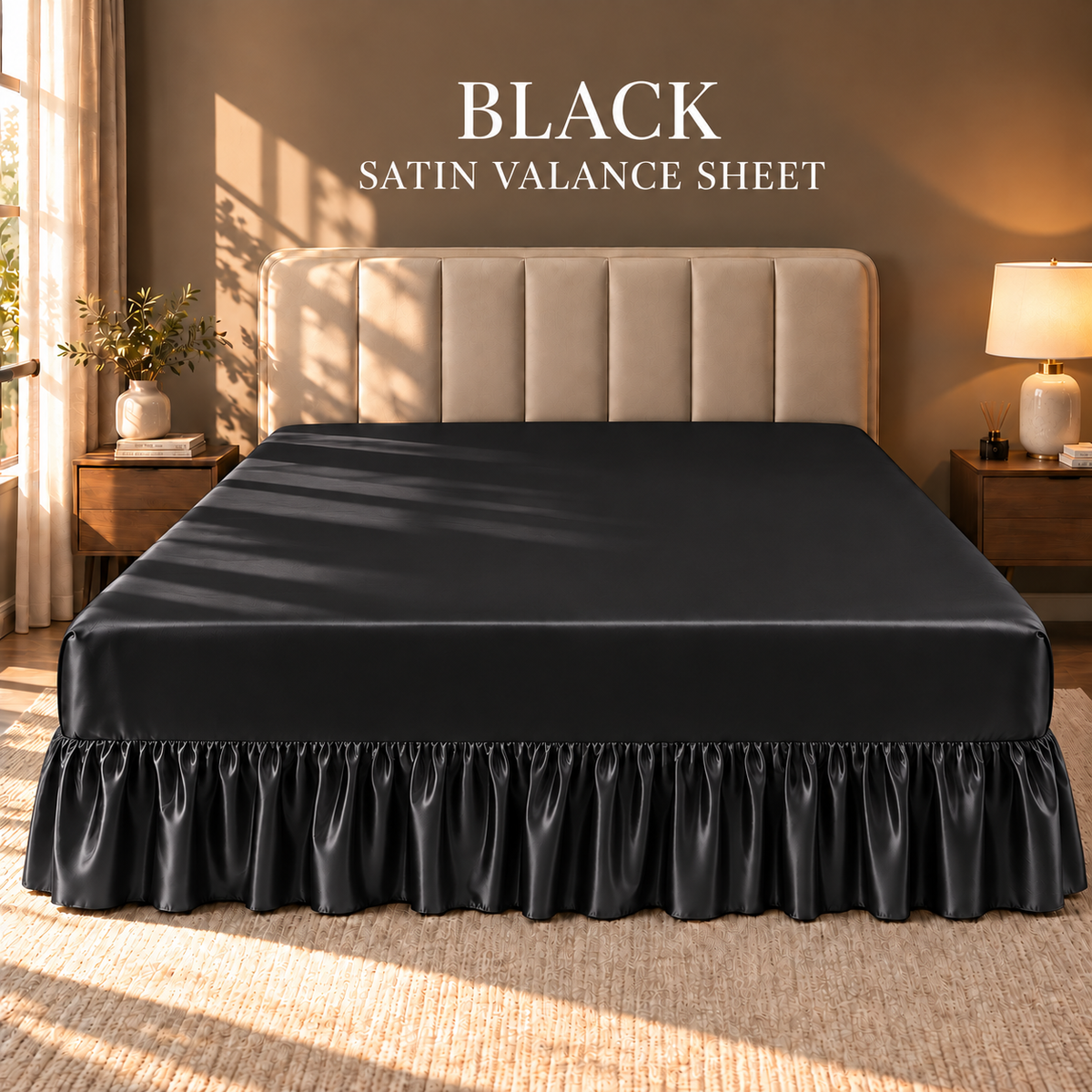 Hadi London Luxury Satin Valance Bed Sheet – Silky Soft Bed Base Cover | Single Double King