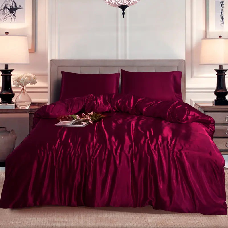 Hadi London 3 Piece Luxury Satin Duvet Cover Set – Silky Soft Bedding with Pillowcases | Single Double King