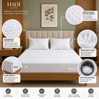 HADI LONDON Quilted Bamboo Waterproof Mattress Protector – 40cm Deep Fitted, Breathable & Silent | Single Double King Super King