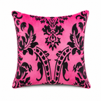 Hadi London Luxury Flock Cushion Cover 17x17" – Damask Decorative Sofa & Bed Pillow Cover