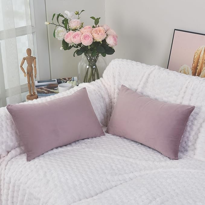 Hadi London Luxury Velvet Cushion Cover 30x51cm – Soft Rectangular Lumbar Pillow Cover for Sofa & Bed