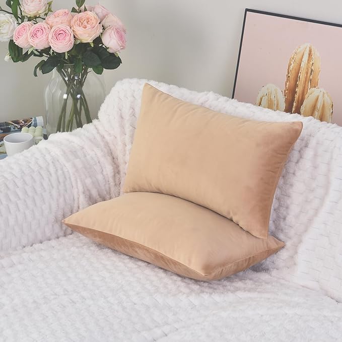 Hadi London Luxury Velvet Cushion Cover 30x51cm – Soft Rectangular Lumbar Pillow Cover for Sofa & Bed