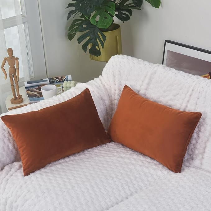 Hadi London Luxury Velvet Cushion Cover 30x51cm – Soft Rectangular Lumbar Pillow Cover for Sofa & Bed