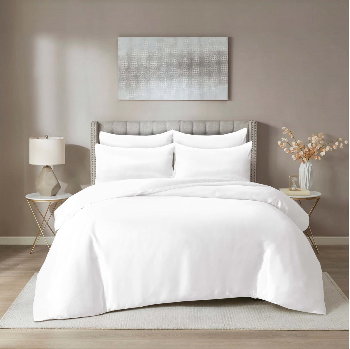 HADI LONDON Luxury Satin Bedding Set 4/6 Piece – Duvet Cover, Fitted Sheet & Pillowcases | Single Double King Super King