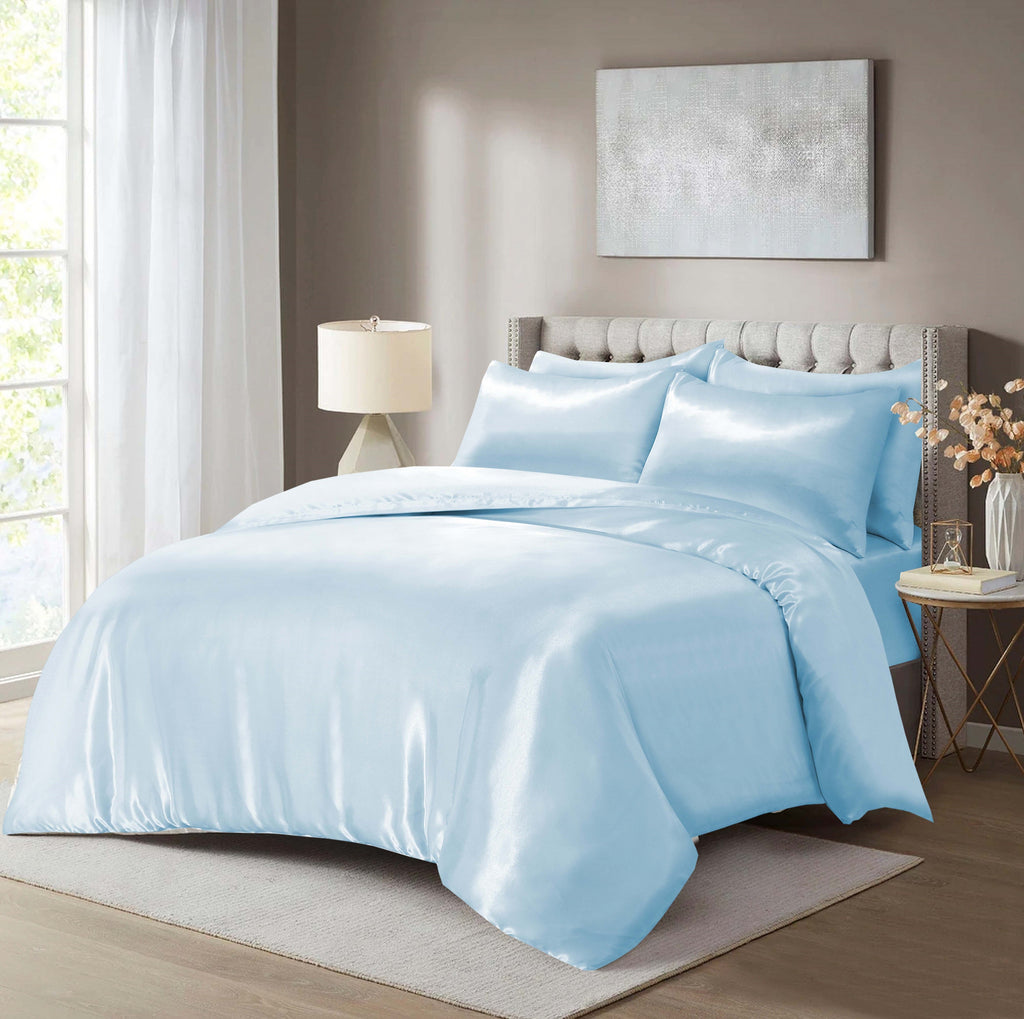 HADI LONDON Luxury Satin Bedding Set 4/6 Piece – Duvet Cover, Fitted Sheet & Pillowcases | Single Double King Super King