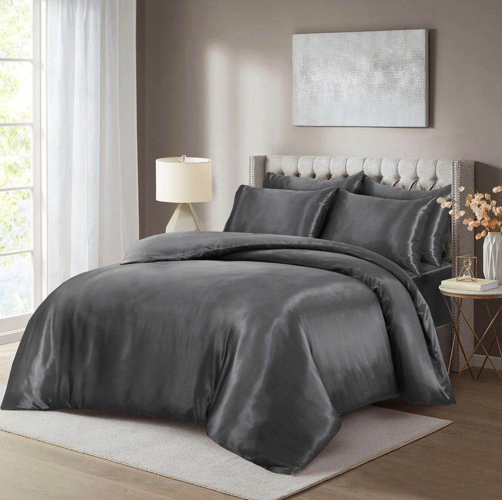 HADI LONDON Luxury Satin Bedding Set 4/6 Piece – Duvet Cover, Fitted Sheet & Pillowcases | Single Double King Super King