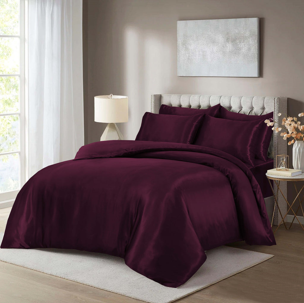 HADI LONDON Luxury Satin Bedding Set 4/6 Piece – Duvet Cover, Fitted Sheet & Pillowcases | Single Double King Super King