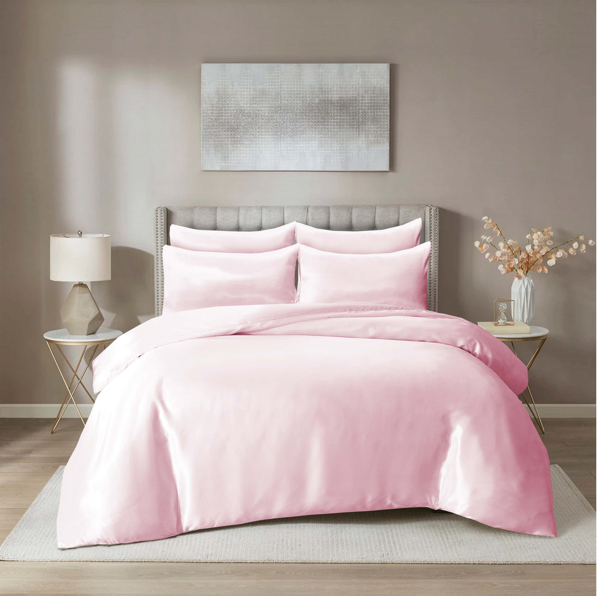 HADI LONDON Luxury Satin Bedding Set 4/6 Piece – Duvet Cover, Fitted Sheet & Pillowcases | Single Double King Super King