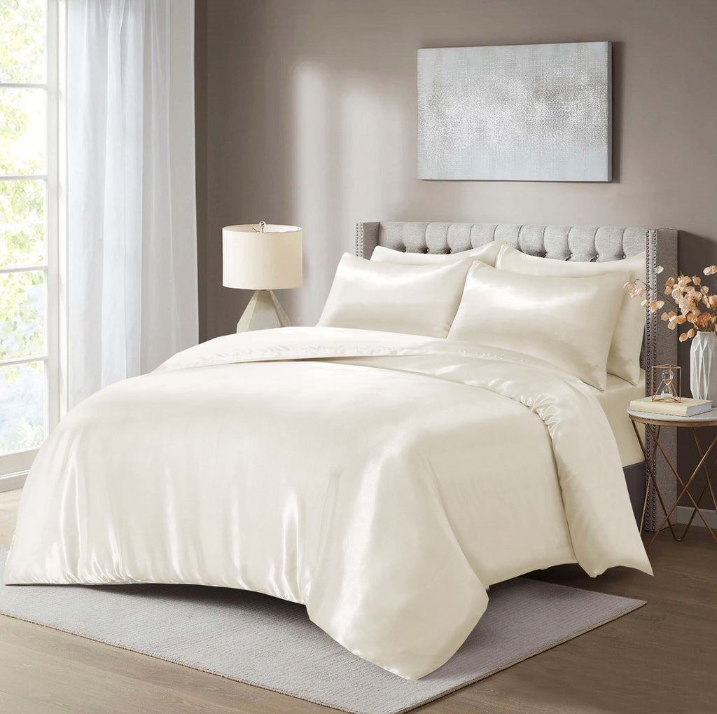 HADI LONDON Luxury Satin Bedding Set 4/6 Piece – Duvet Cover, Fitted Sheet & Pillowcases | Single Double King Super King