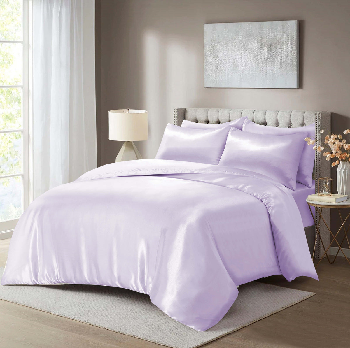 HADI LONDON Luxury Satin Bedding Set 4/6 Piece – Duvet Cover, Fitted Sheet & Pillowcases | Single Double King Super King