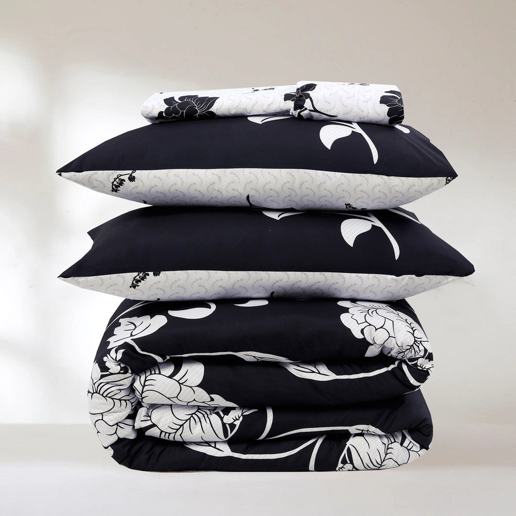 Hadi London 4 Piece Microfibre Bedding Set – Soft Duvet Cover, Fitted Sheet & Pillowcases | Single Double King Super King
