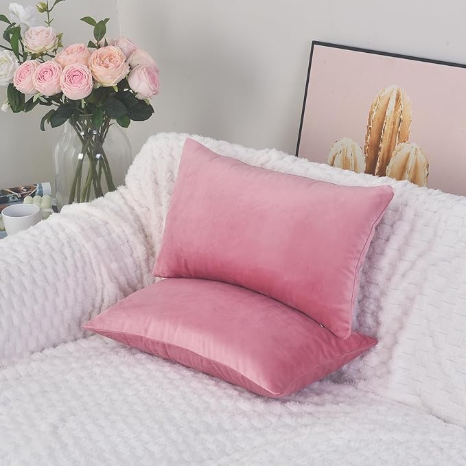 Hadi London Luxury Velvet Cushion Cover 30x51cm – Soft Rectangular Lumbar Pillow Cover for Sofa & Bed
